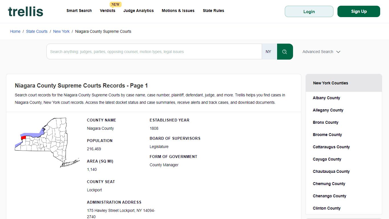 Niagara County Supreme Courts Records - Page 1 - Trellis