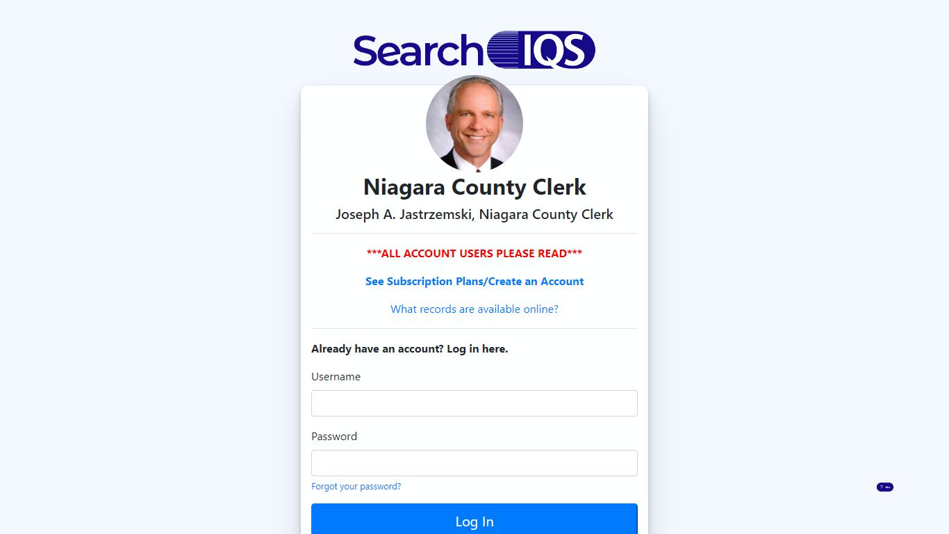 Niagara County Clerk - SearchIQS